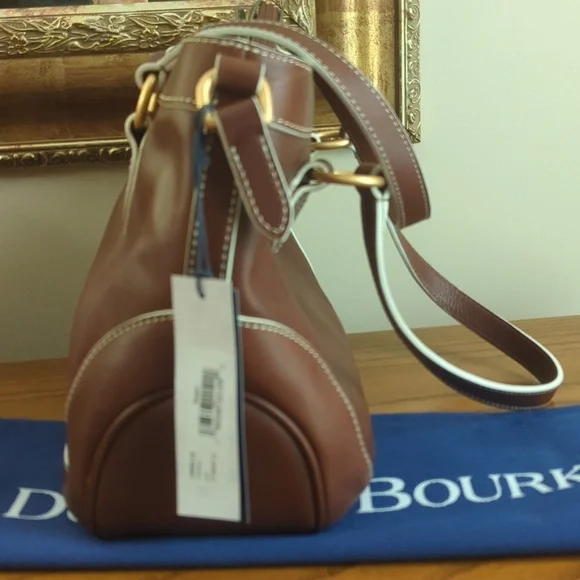 NWT Dooney & Bourke Chestnut Florentine Leather Shopper Bag with Zip Clos… - Picture 5 of 16